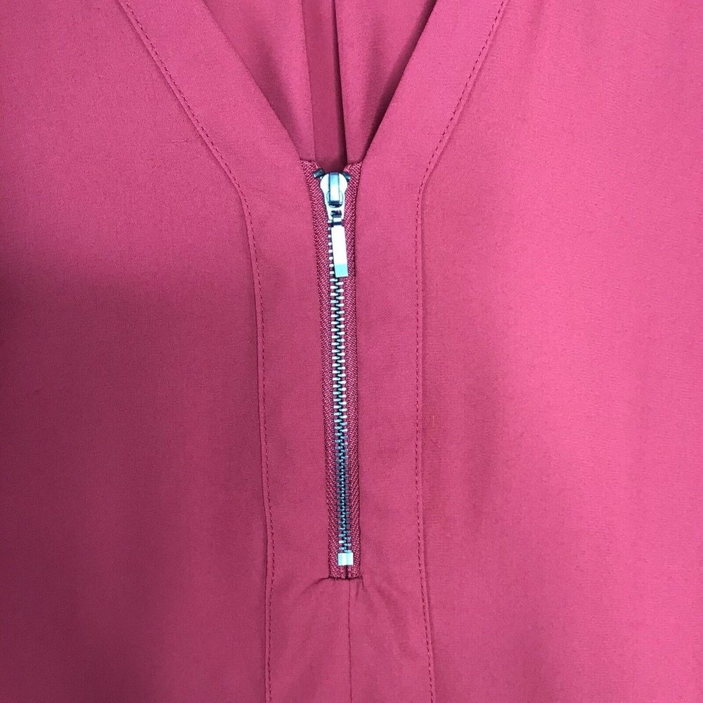 Maurices Zip Front Blouse 3/4 Sleeve XXL Red - Picture 4 of 7